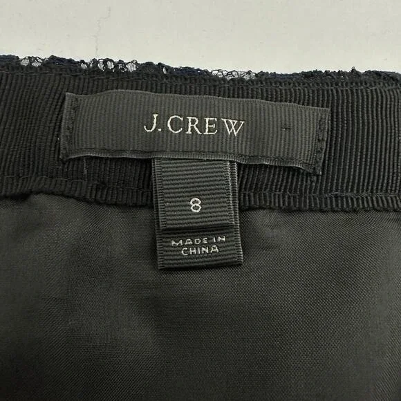 J‎ Crew Women Skirt 8 Blue Lace Black Lined A Line Mini Classic Dark Feminine - Picture 9 of 11
